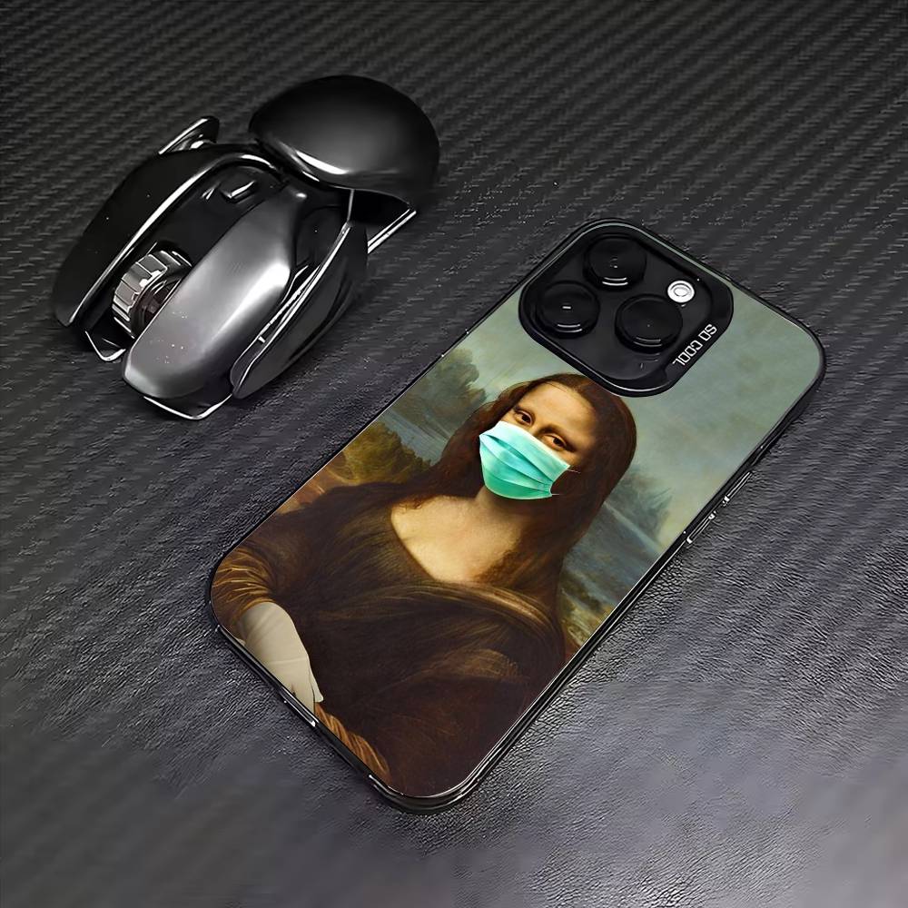 

Leonardo da Vinci Mona Lisa Art Phone Case For iPhone17,16,15,14,13,12,11 Plus,Pro Max Colored Silver Plated Inside Cover iPhone17PRO