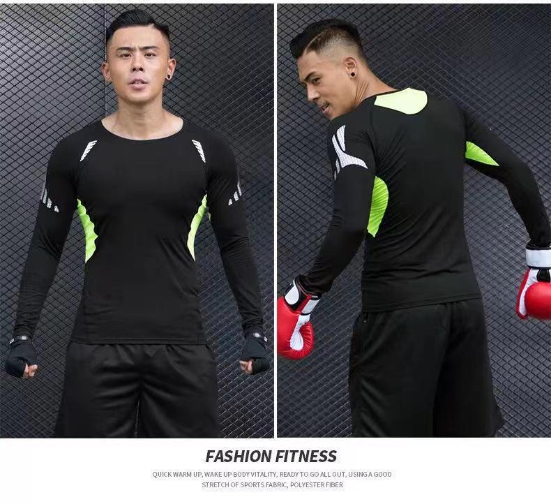 Men's Long-Sleeve Winter Fitness Suit with Quick-Dry Running Tights