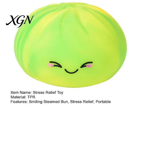 Colorful Dumpling Squeeze Toy Smiling Steamed Bun Stress Ball Anti-Anxiety Quick Rebound Soft Stretchy Simulated Dough Fidget Sensory TPR
