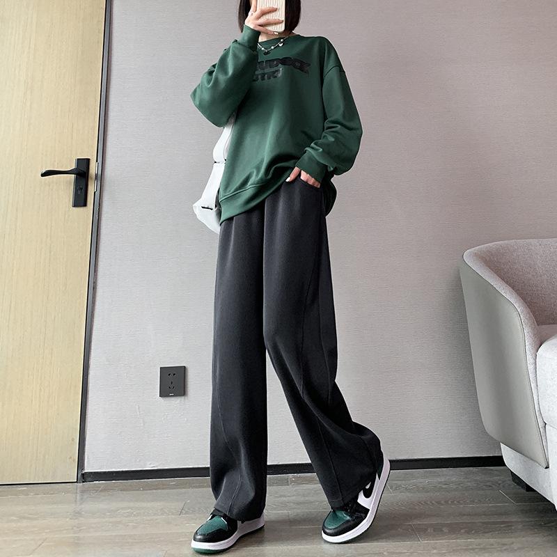 Large Size Spring and Autumn Women Pants High Waist Wide Leg Straight Pant Loose Casual Fashion Streetwear Trousers