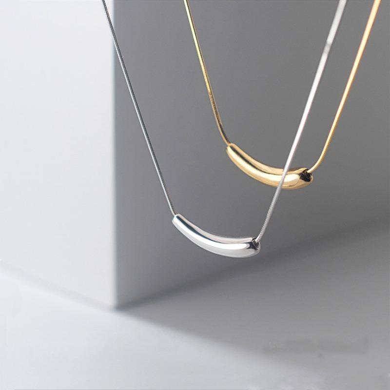 Sterling Silver Women Eggplant Shape Clavicle Necklace Light Luxury Minimalist Jewelry