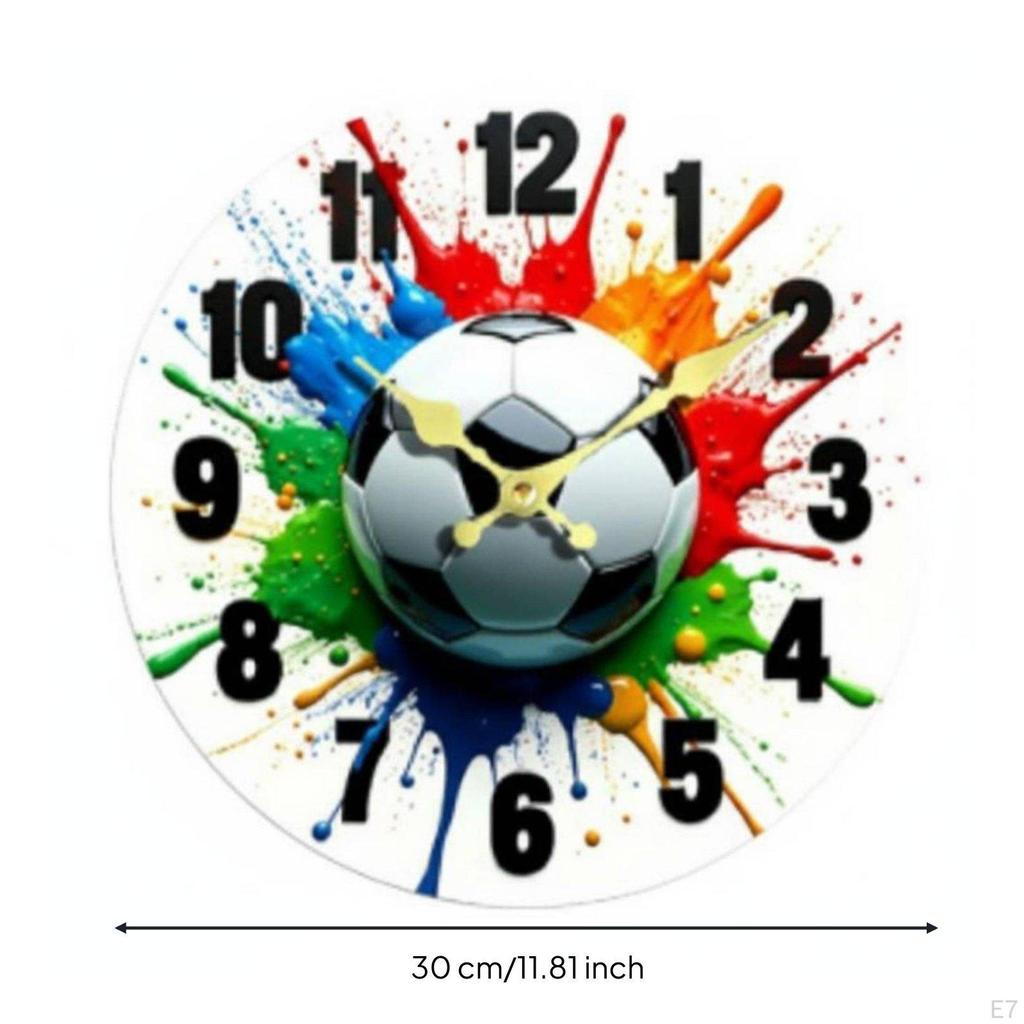 Sports Themed Wall Clock Silent NonTicking 3D Ball Precision Movement House Decoration for
