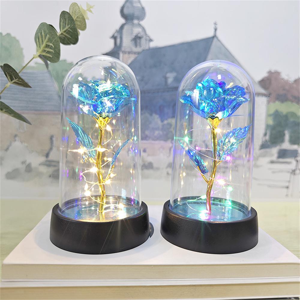 Rose artificielle rouge colorée, décoration de mariage, cadeau créatif pour la Saint-Valentin, la fête des mères, rose lumineuse dans un plastique
