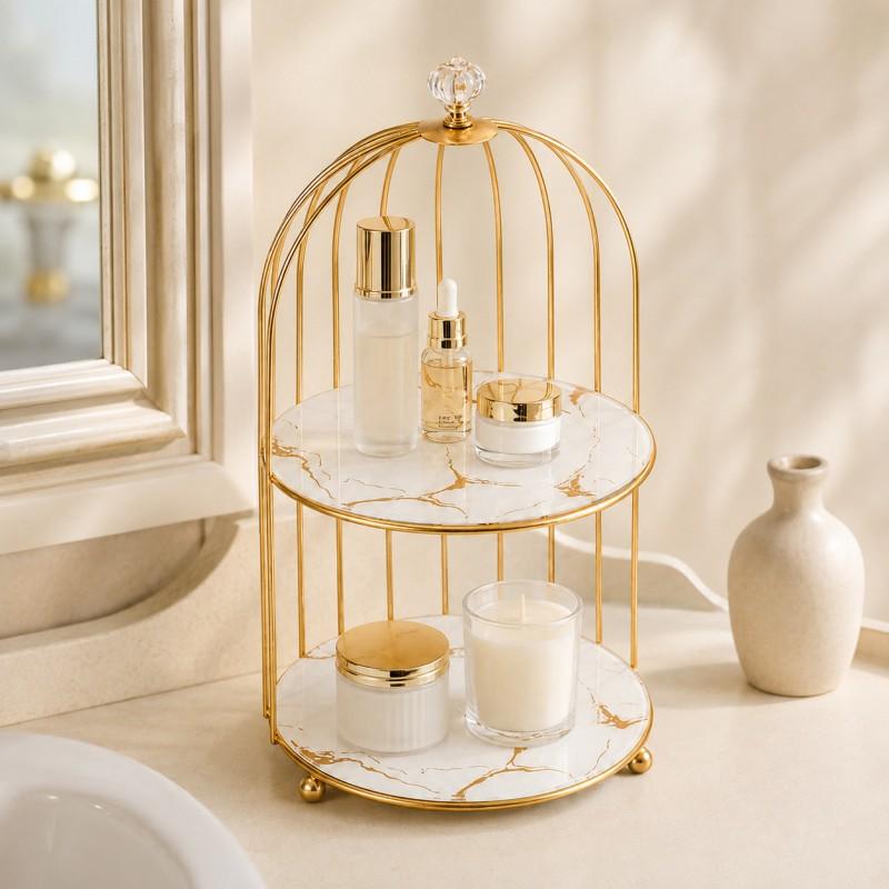 Modern Minimalist Bathroom Shelf Organizer Toiletries Makeup Jewelry On Countertop Iron Frame With Spray Coating