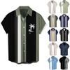 Hawaii-Hemd für Herren, Herren-Bowling-Hemden im Vintage-Stil, kurzärmelig, Sommer-Strandhemd