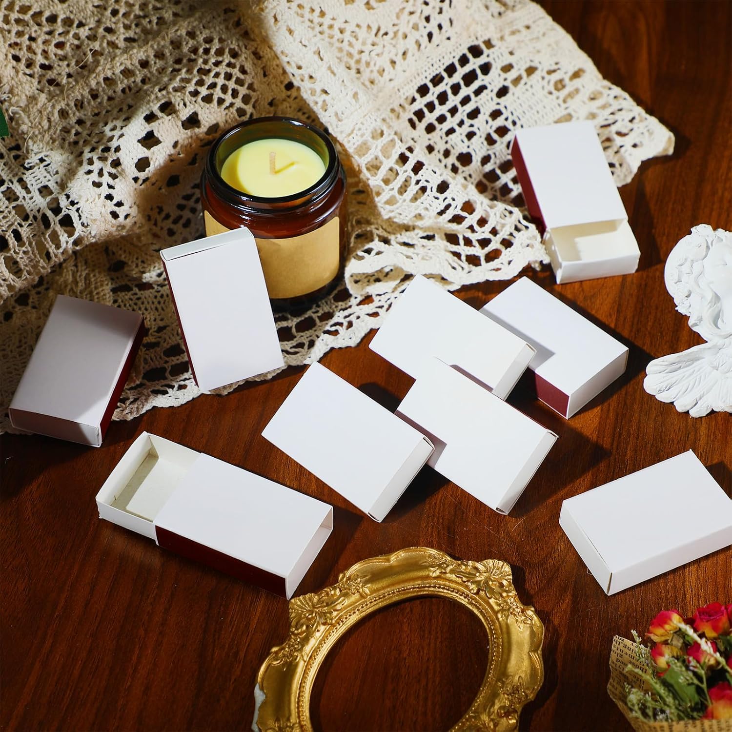 60 Pcs Blank Matches Containers DIY Storage Boxes for Guests Wedding Bridal Shower Baby Shower Halloween Party Favor (No Matches Included)