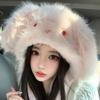 Ears Can Move Rabbit Ear Plush Cap Warm Beanies Hat Thickened Winter Hat  Women