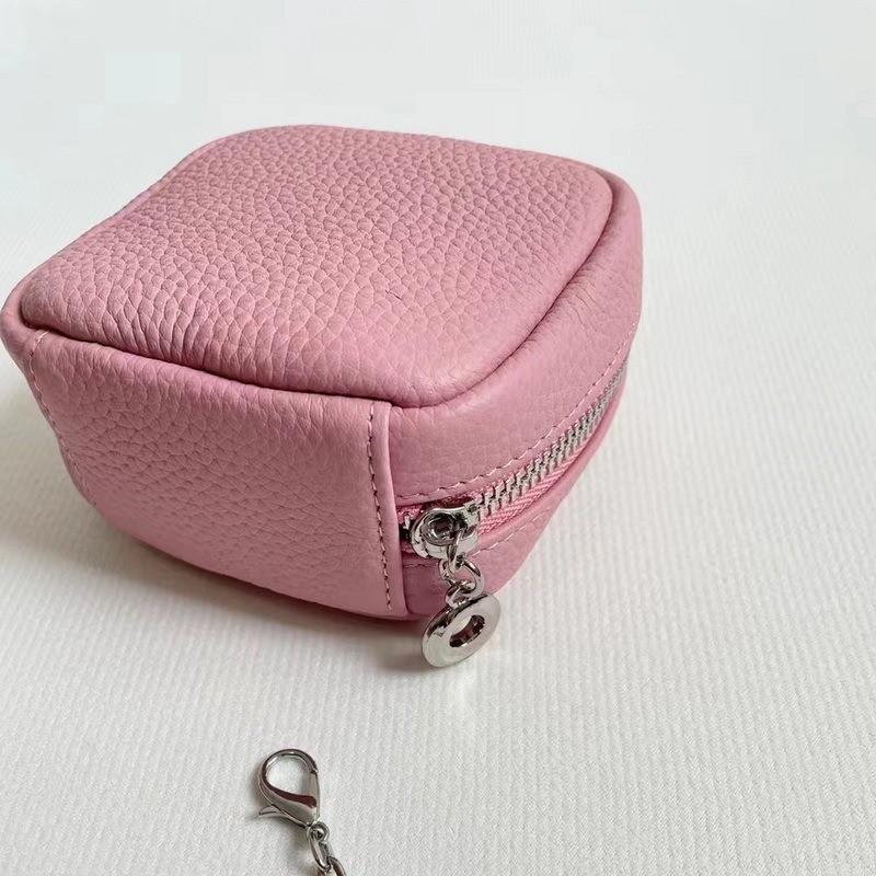 Genuine Leather Mini Coin Purse Small Square Bag With Chain Strap Crossbody Shoulder Women