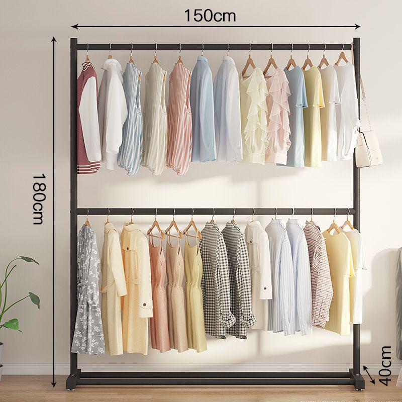 Double-Layer Hanger: Space-Saving Floor Rack for Clothes and Hats