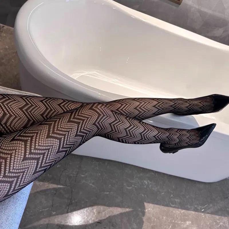 Strümpfe Damen Neu Hohe Taille Netzstrumpfhose Schwarz Weinrot Durchsichtige Netzstrumpfhose Ausgeschnitten Stilvoll Bequem Strumpfhose