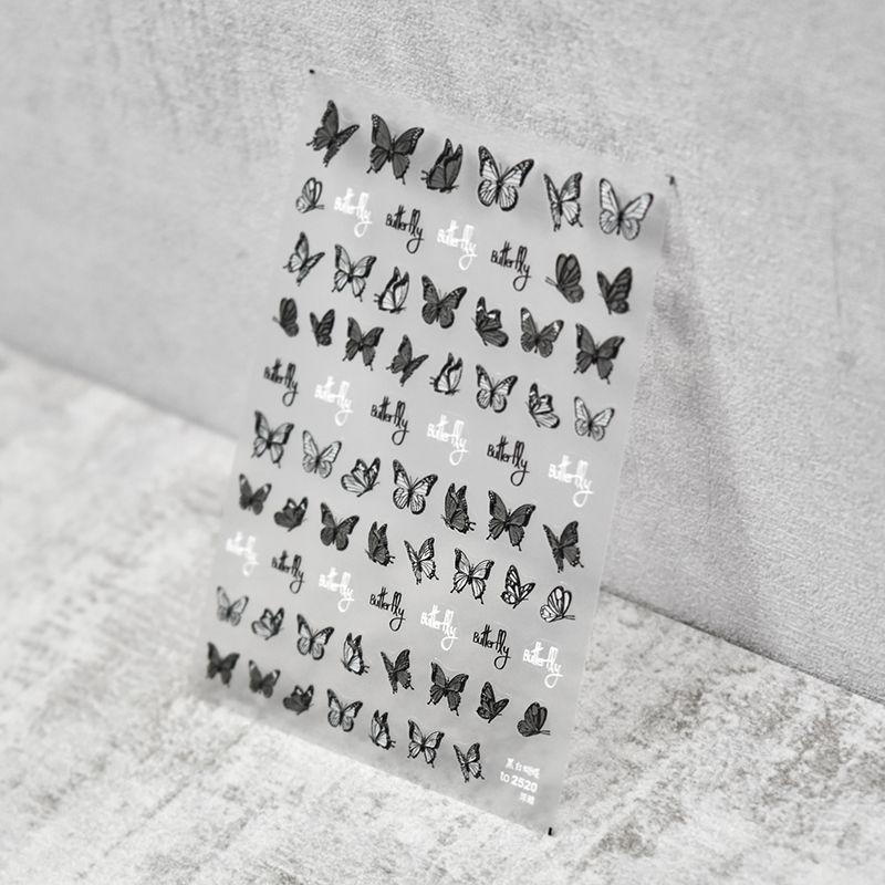 

Embossed Butterfly Nail Sticker Retro Ornament Laser Black and White Butterfly 2520((Relief))