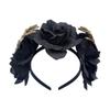 Halloween Flower Headband with Skeleton Hand Detail, Spooky Costume Hair Piece for Cosplay, Parties and Stage Looks