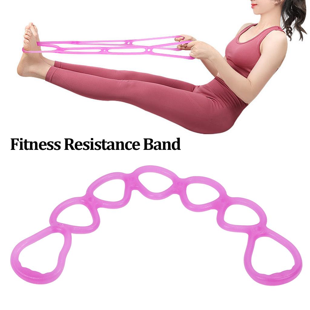 Fitness Elastic Pull Rope Home Gym Multifunctional Yoga Shaping Workout 7 Hole Resistance Band (Purple)
