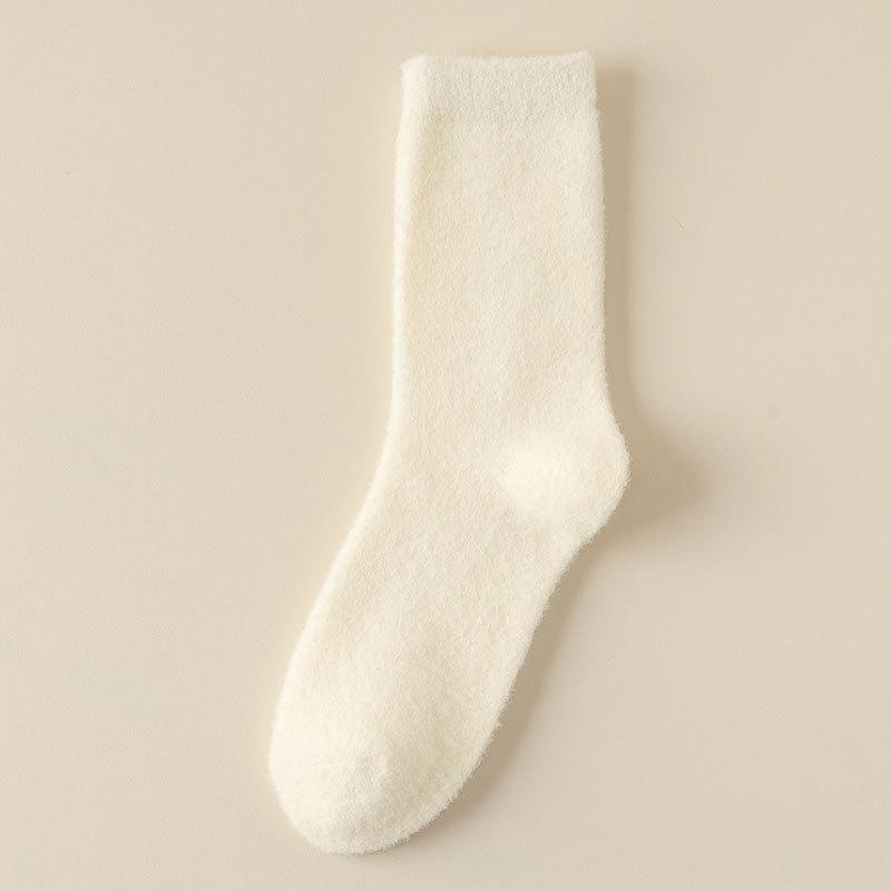

Australian Fleece Men s Autumn and Winter Mid-calf Socks with Fleece and Thickening, Warm Home Sleep Fleece Winter Floor Socks 1 pair білий