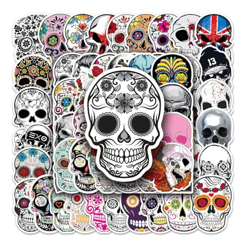 Graphic Skull Sticker Set 50 Pieces Death Design for Bikes, Helmets, Skateboards, etc.