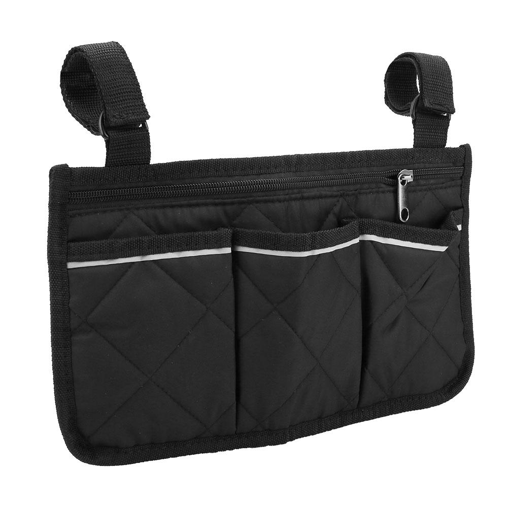 

Портативная сумка для хранения на боковых поручнях с несколькими карманами и светоотражающей полосой(черный )