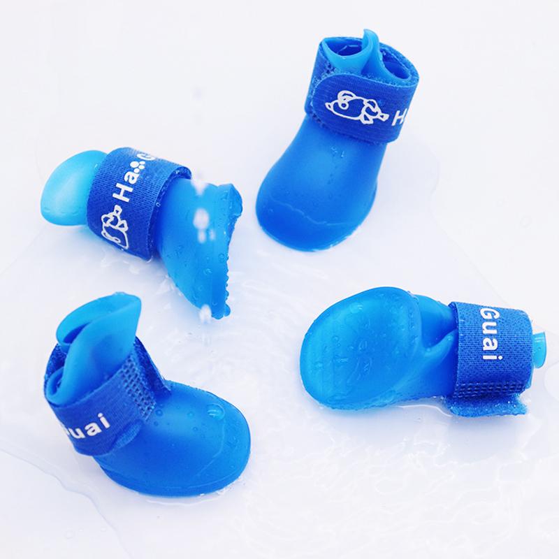 4pcs/Set Small Pet Dog Rain Shoes Anti Slip Waterproof Puppy Cat Shoe Rubber Boots for Outdoor Footwear Socks Pet Accessories
