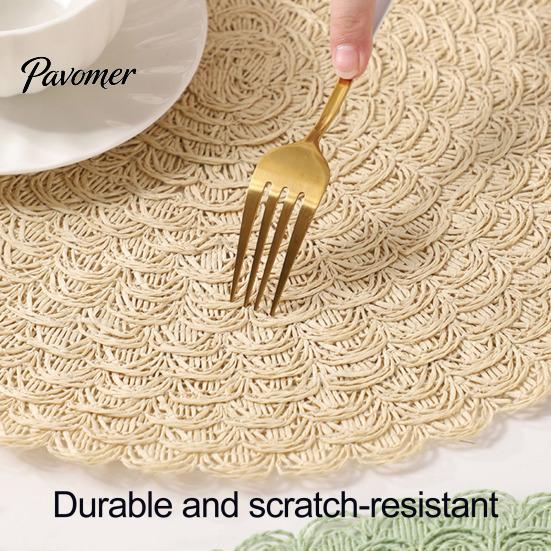 Heat Resistant Table Mats Round Insulated Placemat for Dining Table, Paper Place Mat, Waterproof Oil Proof Non Decorative Lace Slip Coaster