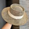 New Salty Grass Hat Women's Summer Outing Visor Hand-woven Hollow French Flat Top Hat