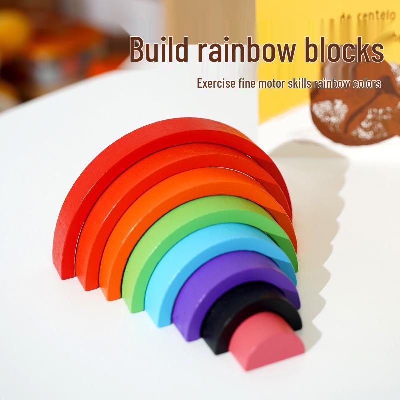 Rainbow Building Blocks: Educational Wooden Stacking Toys for Children - Color Recognition & Creative Play