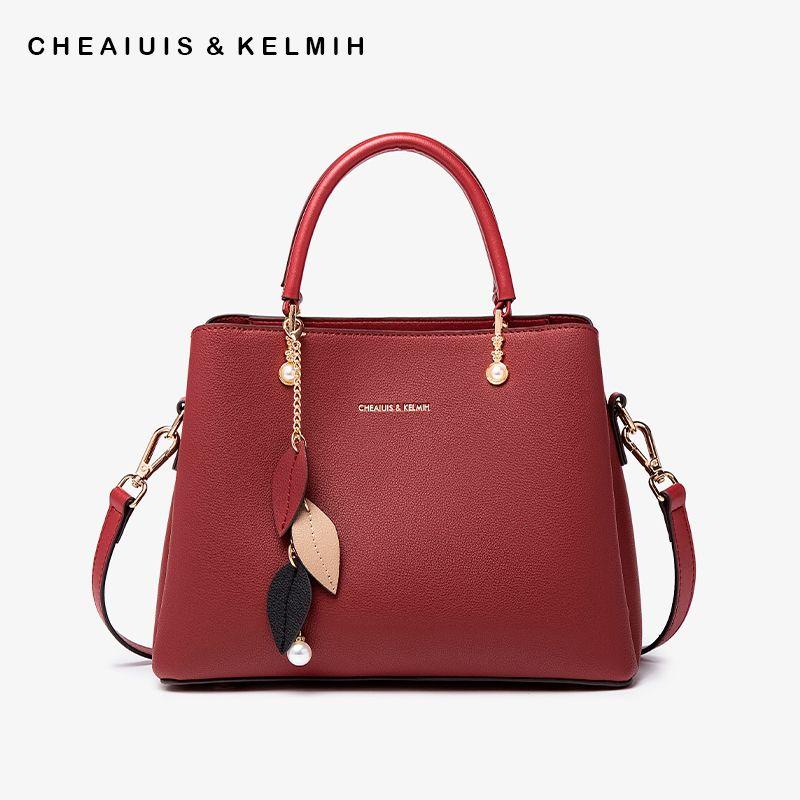 

Red Middle-Aged Women s Wedding Mom Bag Section B wine red(Send silk scarf + gift bag)