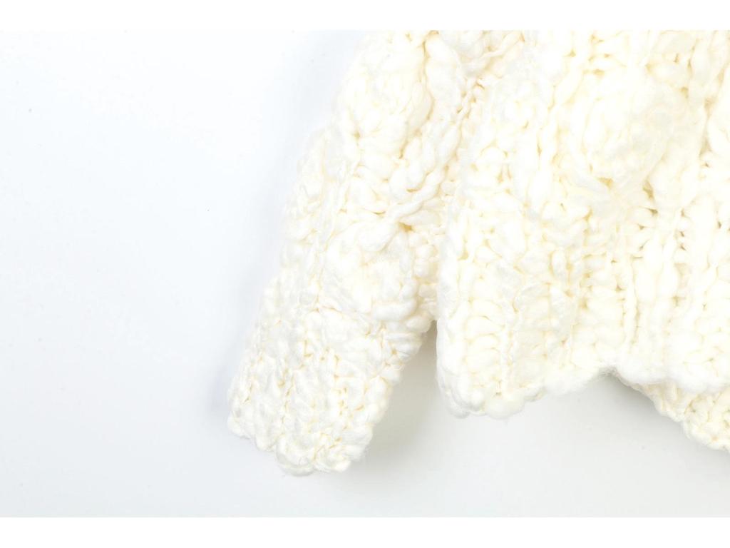 Women's Chunky Knit Zipper Cardigan: Fall/Winter Loose Handmade Sweater with Turn-Down Collar