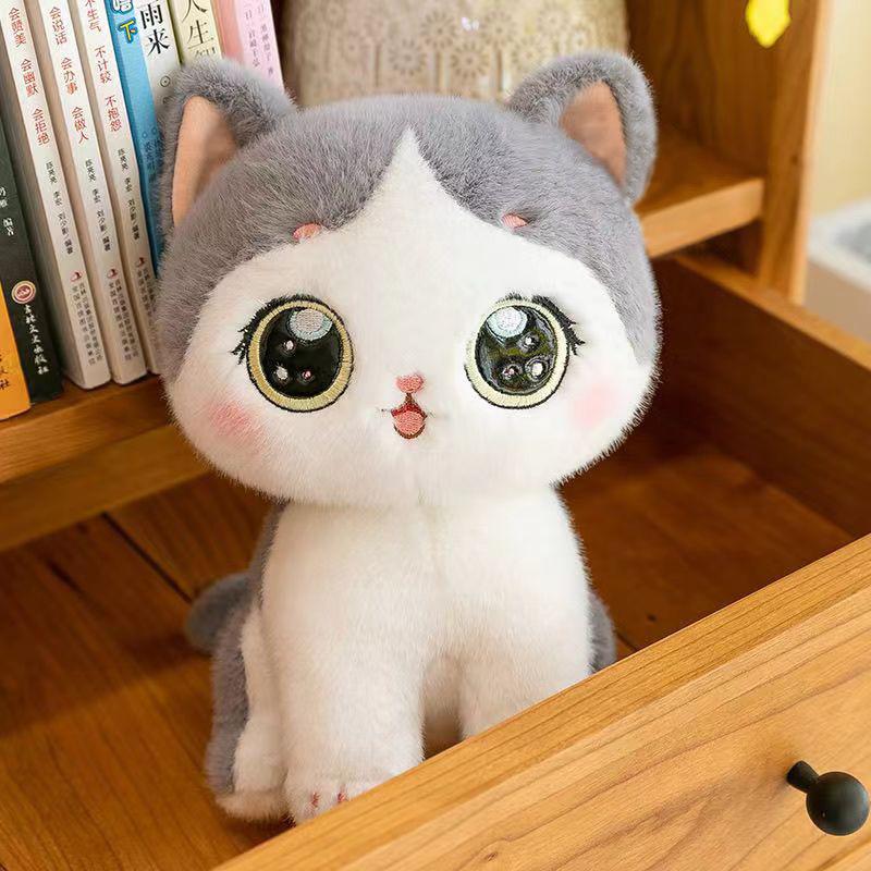 24cm Duoduo Katze Puppe Weiß Schwarz Niedliches Plüschtier Simulation Heimkissen Katze Puppe Begleitet Schlafpuppe Mädchen Geburtstagsgeschenk 24cm