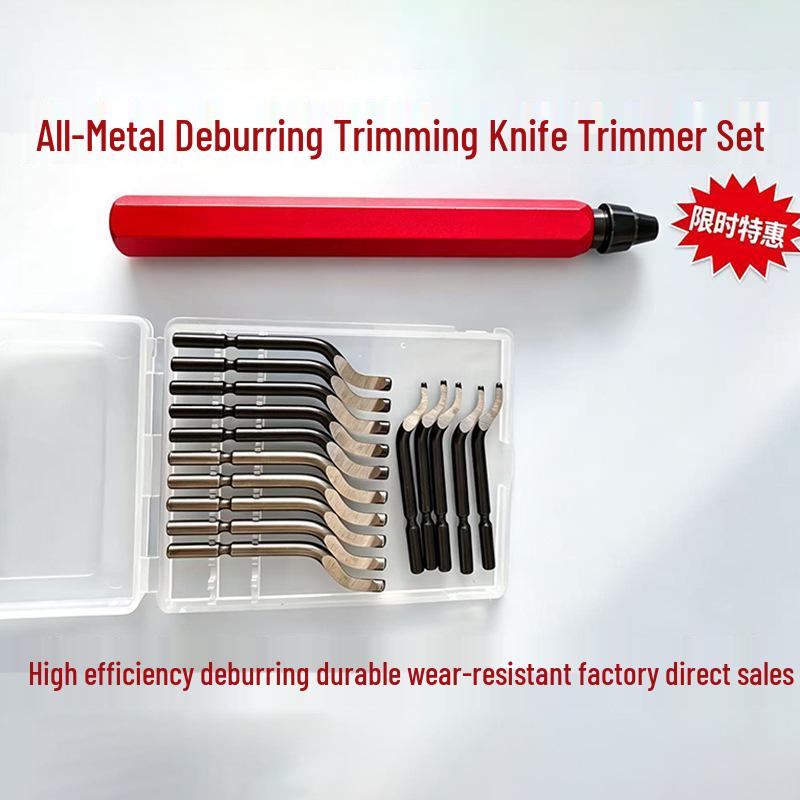 Handheld Metal & Plastic Deburring Tool with Scraper and Trimming Knife