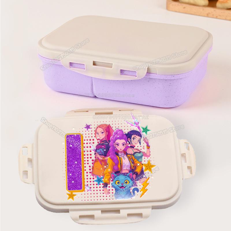 Kpop Demon Hunters Letter A-Z Bento Boxes Rumi Mira Zoey Student Lunch Box School Office Microwave Portable Fruit Food Container