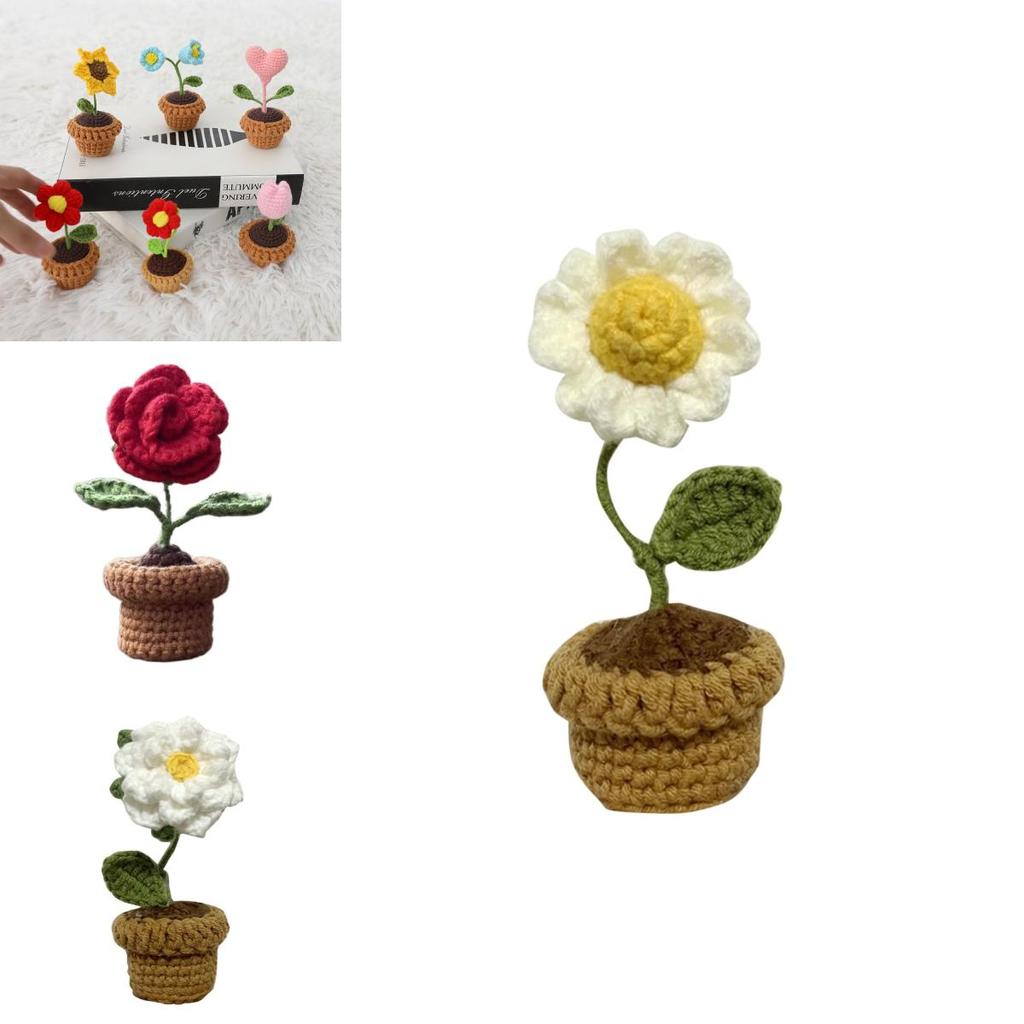 DIY Handgemachte Gestrickte Blume Topfpflanze Florale Kunst Dekoration