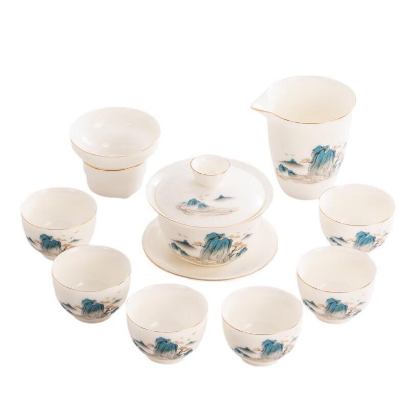 Yuzhou Yangzhi Jade Porcelain Gaiwan Tea Set Gift