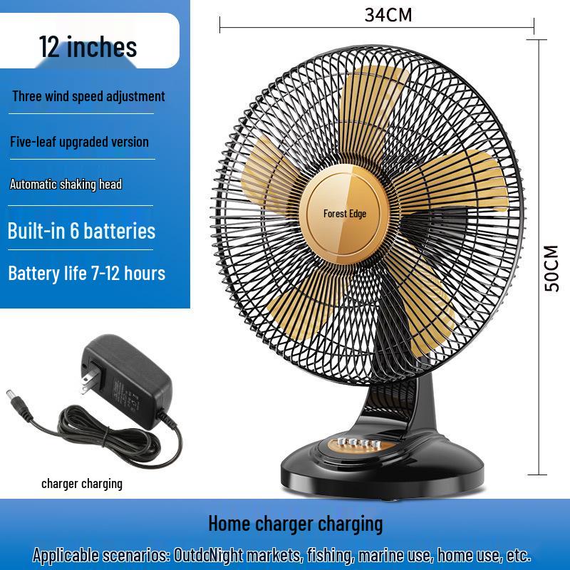 Portable 12V Solar-Powered Fan with High Airflow and Rechargeable Battery for Home, Dorm, and Outdoor Use