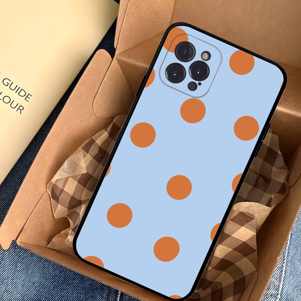 Simple Black White Polka Dot Fit For iPhone 16 15 Promax Phone Case iPhone 14 11 12 High End 13 Pro Silicone