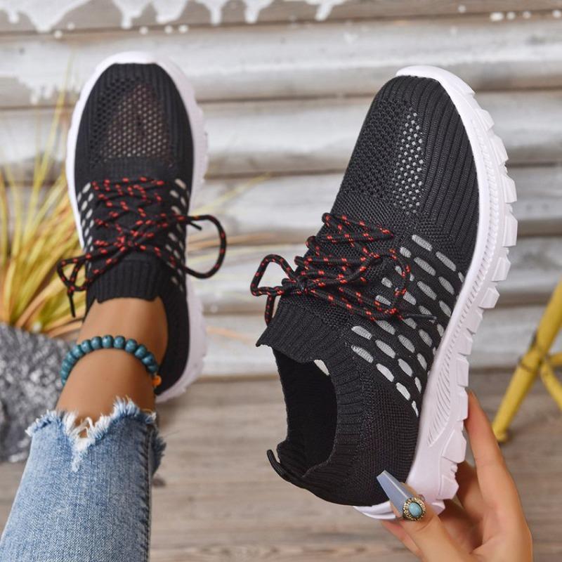 Fashion Spring Autumn Breathable Mesh Sneakers Woman Non-Slip Lightweight Solid Sports Shoes Women Casual Plus Size Lace Up Shoes Female