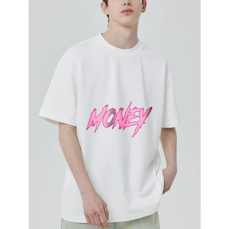 Black Oversized T Shirt with Pink Money Graffiti Print for Casual Streetwear Style