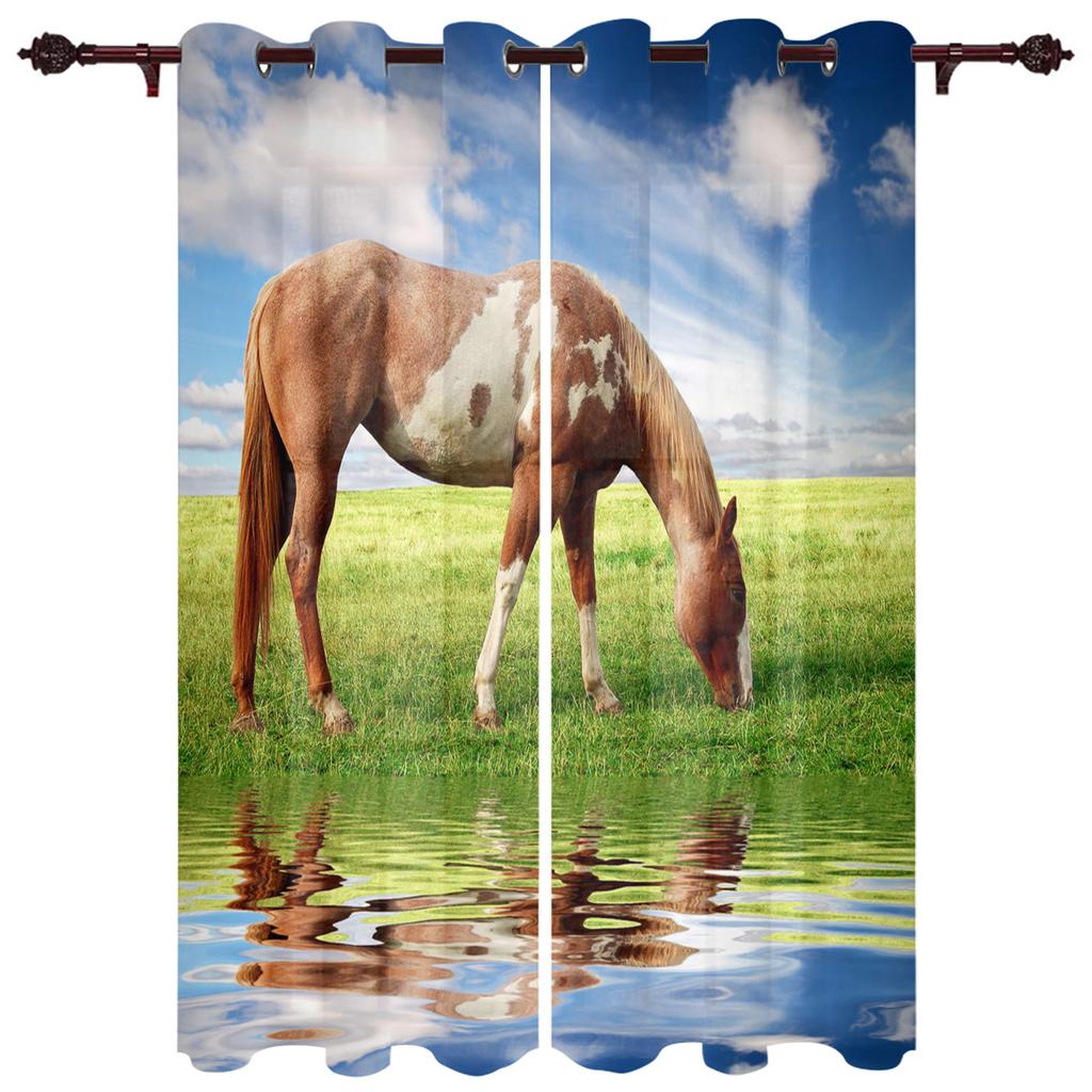 Farm Animal Horse Black And White New Simple Curtains Home Decoration Curtains Modern Home Supplies