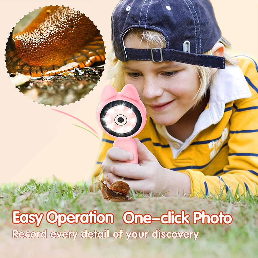 Children’s handheld electronic magnifying glass digital microscope IPS color screen science experiment toys science education