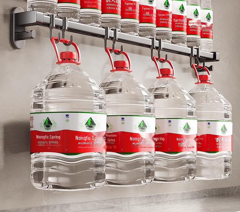 Raft de bucătărie fără găuri cu cârlige din aluminiu pentru spatule și linguri