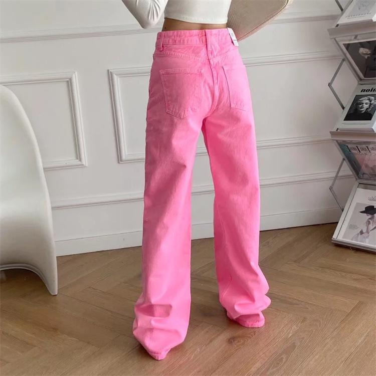 Damen Jeans in Übergröße, Pink, High-Waist, Gerades Bein (Sommer 2026)