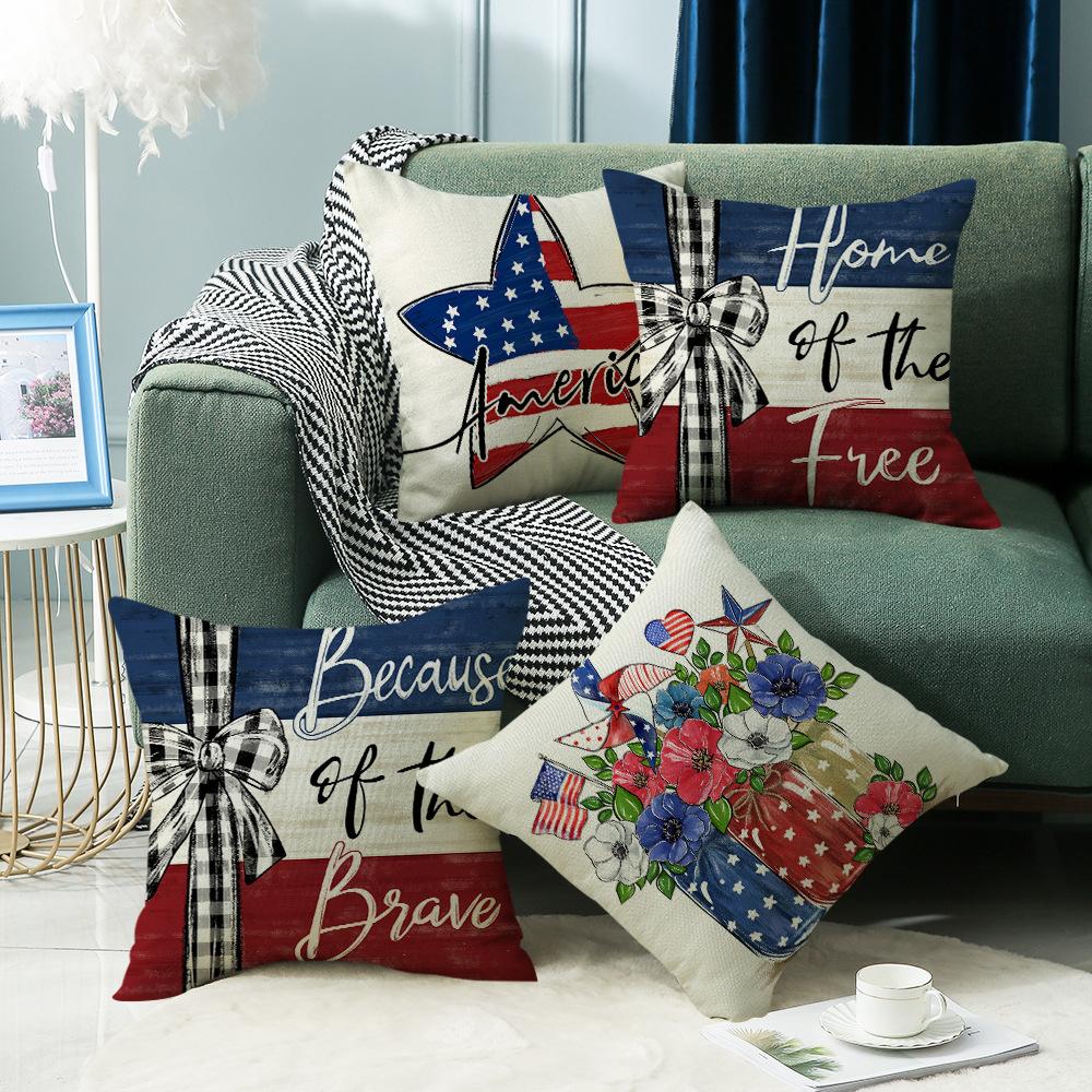 New Independence Day Letter Printed Cushion Cover Festive Atmosphere Cushion Cover Home Sofa Cushion Cover