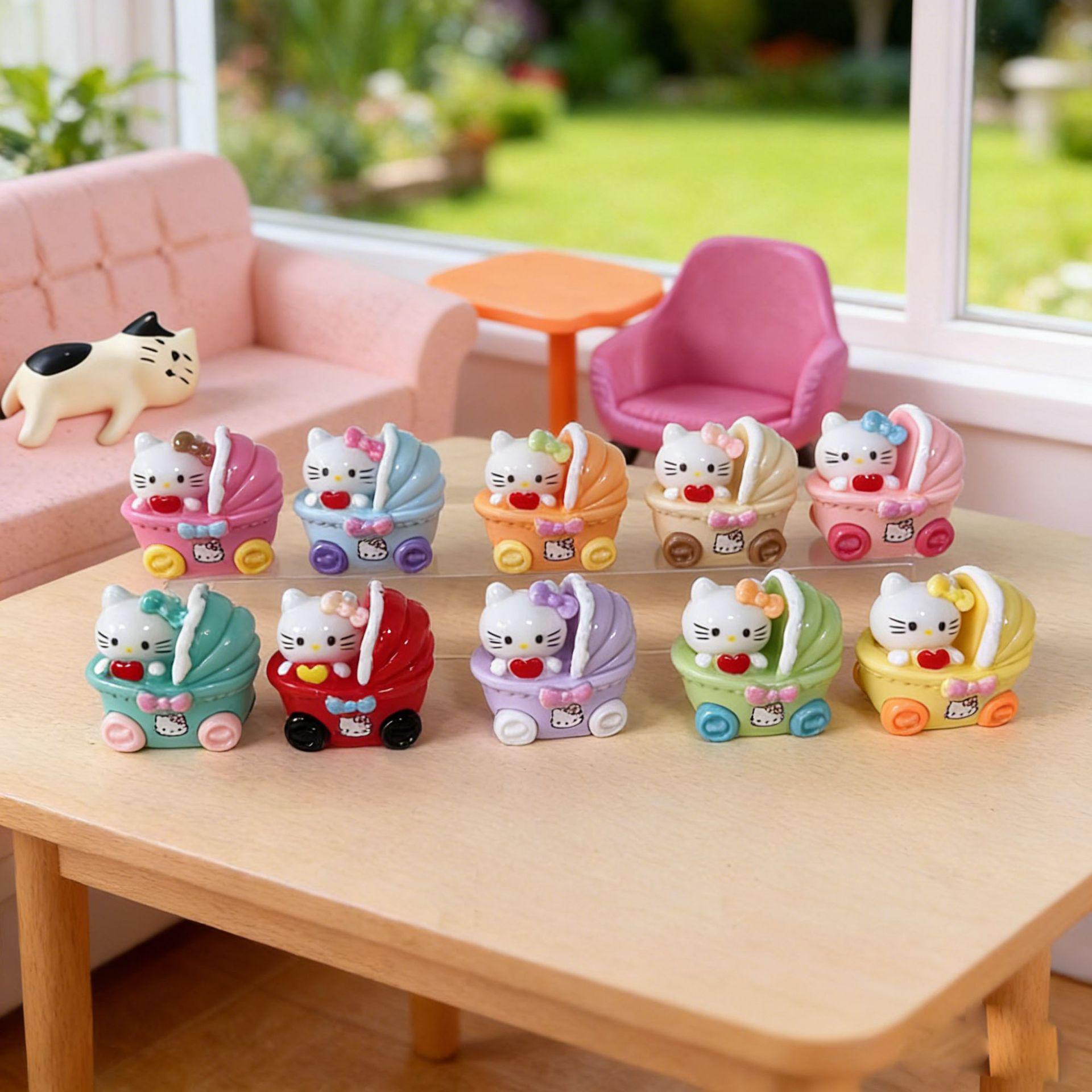 Cute Cartoon Cat Stroller & Desktop Ornament - Trendy Decompression Figure