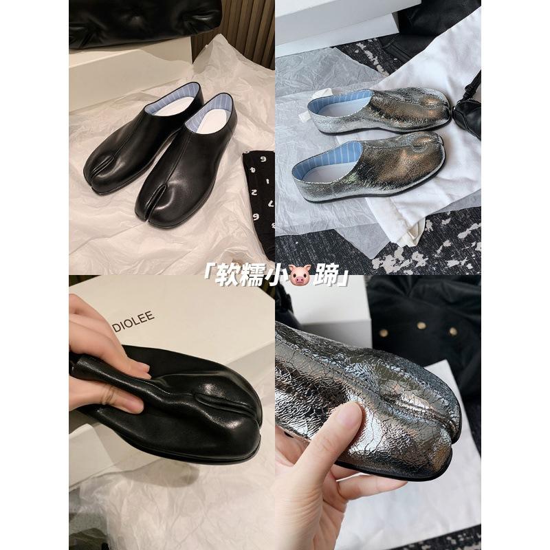 Rindslederversion~ Traubenmutter, die gleichen flachsohligen, flachmündigen, faulen Loafer, einpedalige Schweinsfuß-Zehenschuhe, Damen-Kleinlederschuh