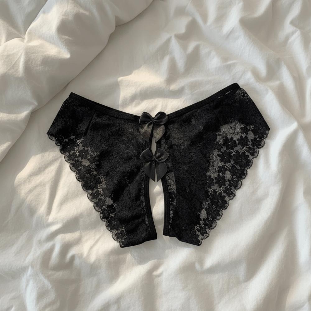 Hollow Underwear for Women Open Crotch Lace Underpants See-through Thong Thin Belt Thong  Home