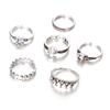 Alloy Ancient Silver Clip Zircon Crown Joint Ring Combination Six-Piece Ring Set
