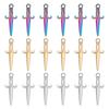 18Pcs 3 Colors 304 Stainless Steel Pendants Sword Mixed Color 27.5x10.5x2.5mm Hole: 2mm 6pcs/color