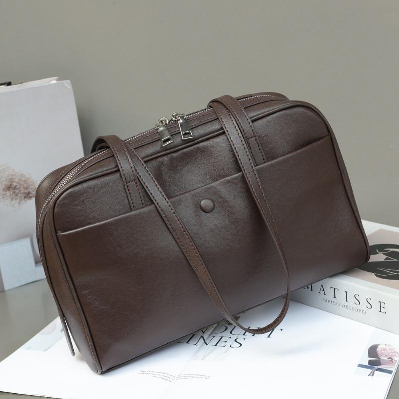 

Сумка-подушка из натуральной кожи, ретро-сумка на одно плечо, сумка для дальних поездок, большая вместимость, женская сумка Boston шоколадный