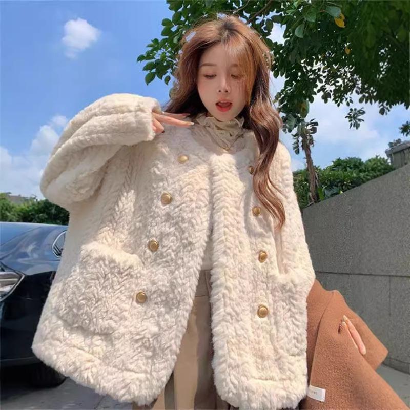Autumn and winter new thickened plush top women's winter short imitation fur coat young