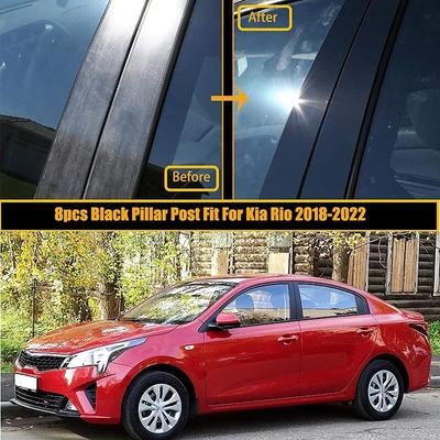 Panneau de garniture de pilier noir brillant pour porte de fenêtre de voiture, autocollants pour Kia Rio 2018 2019 2020 2021 2022, 8 pièces