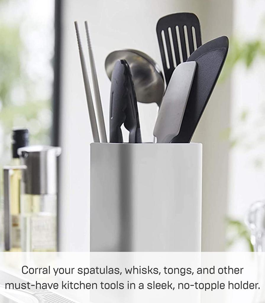 Yamazaki 5183 Kitchen Tool Stand Square White Approx. W9.5XD9.5XH18cm Plate Compact Yet Large Capacity