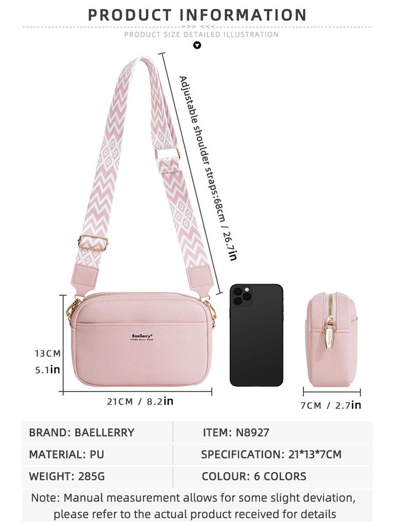 Damska torba crossbody o dużej pojemności - Wzór liczi, Jednolity kolor, Wszechstronna mini torebka na telefon